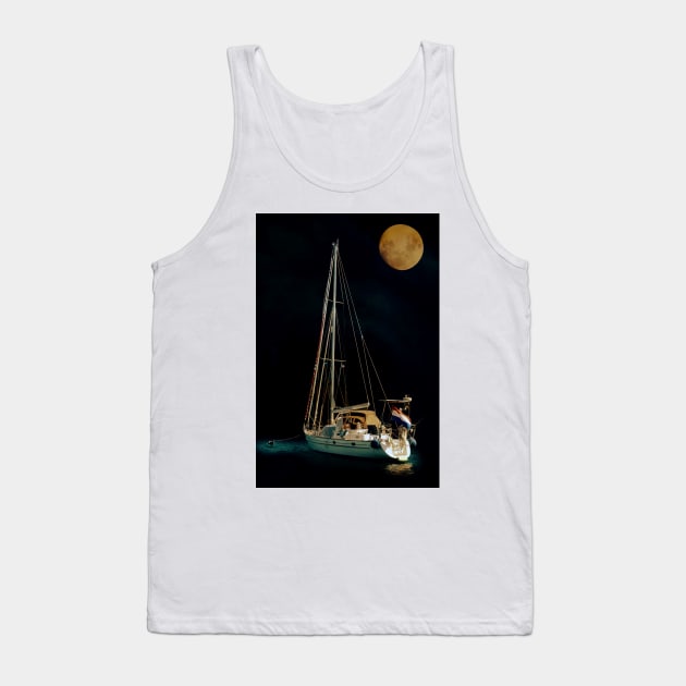 Anchored Under A Full Moon Tank Top by JimDeFazioPhotography